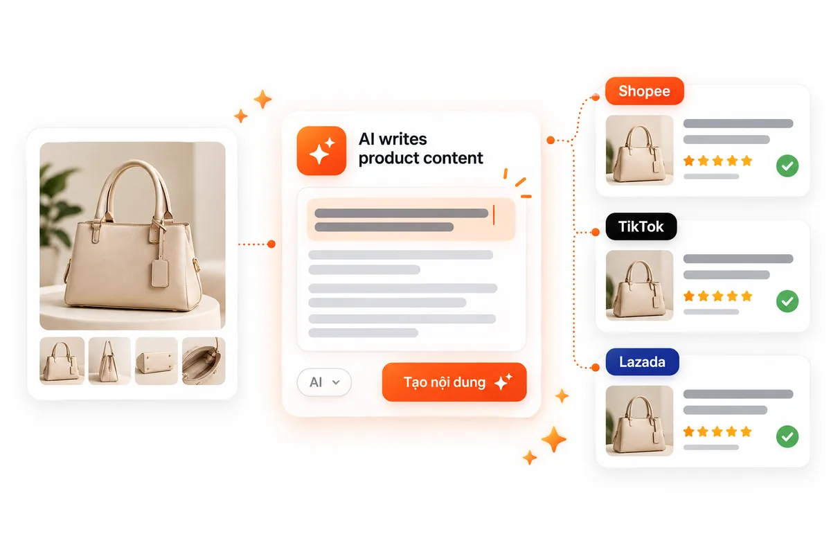 AI tạo tiêu đề, mô tả sản phẩm cho Shopee, TikTok Shop, Lazada