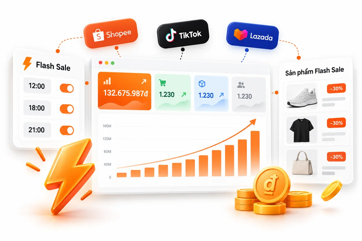 Cài đặt Flash Sale hàng loạt nhiều khung giờ cho nhiều shop